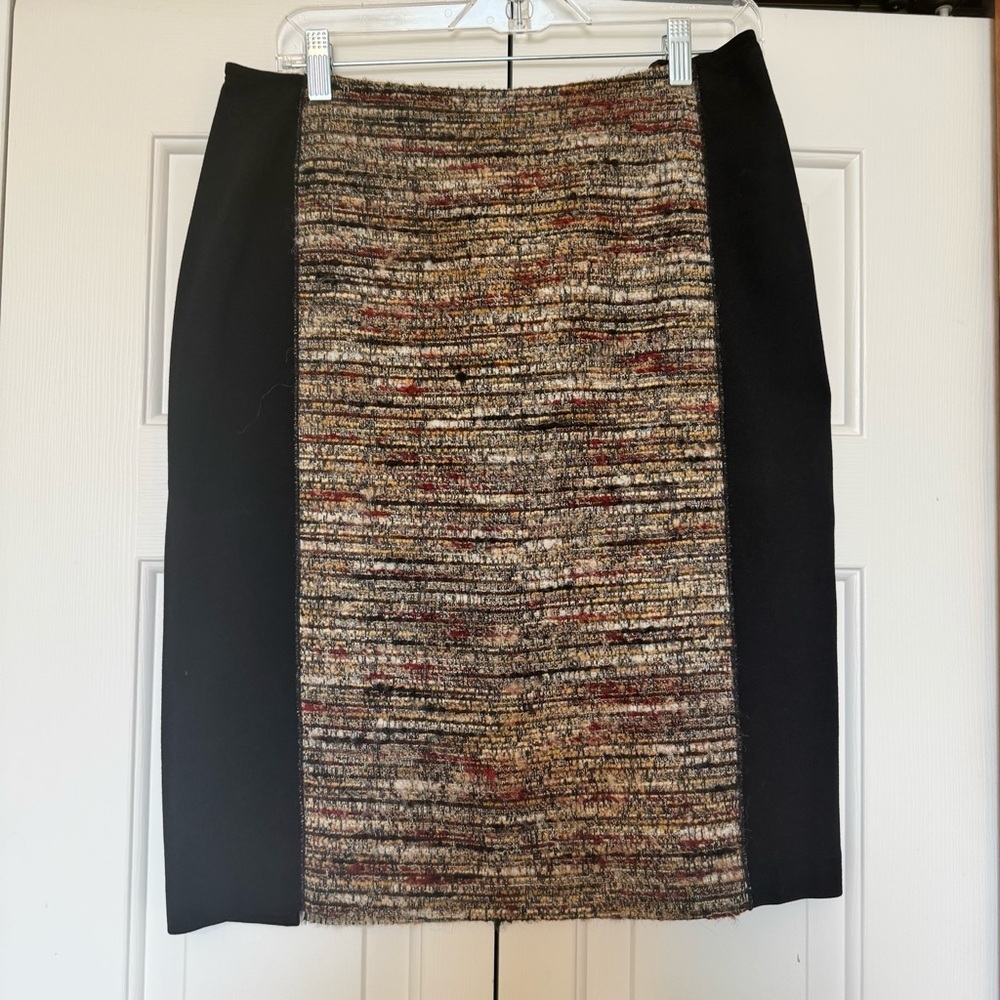 Lafayette 148 Black and Brown Wool Blend Skirt‎